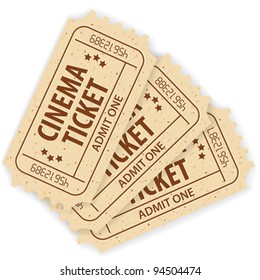 Set of Three Cinema Tickets, vector illustration