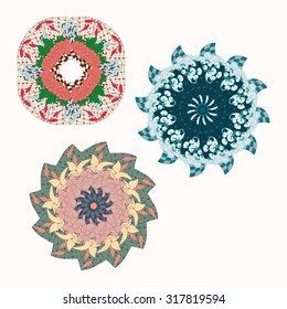 Set of three circle ornate. Vector illustration.
