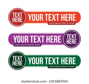 Set of Three Circular Accent Lower Third Vector Templates with Editable Text