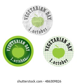 Set of three circular icons with the words vegetarian day