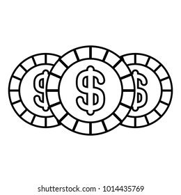 set three coins money dollar currency outline