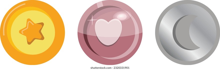 Juego de tres monedas, oro, oro, oro rosa