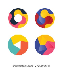 Conjunto de tres iconos del logotipo del círculo del color, Formas geométricas para el logotipo del negocio, de la marca y de la compañía