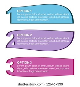 set of three color option banners with text
