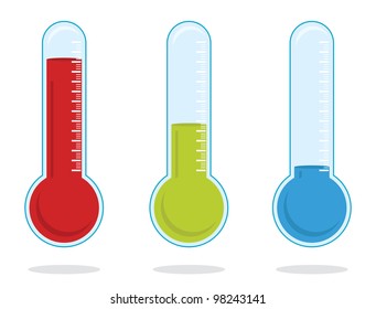 set of three color thermometers