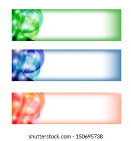 set three colored abstract banner