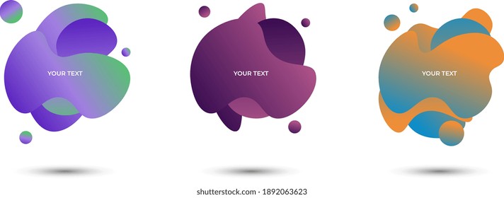 Set of three colored abstract modern graphic elements. Vector illustration.