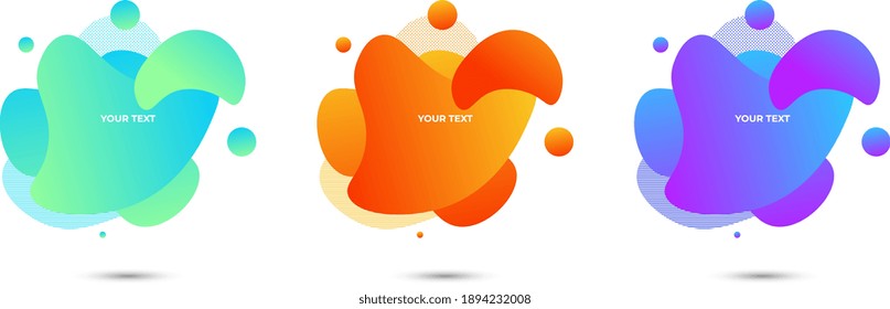 Set of three colored abstract modern graphic elements. Vector illustration. Modern graphic design for posters, flyers, booklets, covers, wallpaper.
