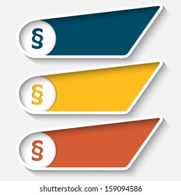 set of three colored box for text and paragraph