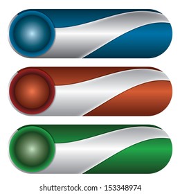 set of three colored buttons