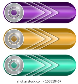 set of three colored buttons