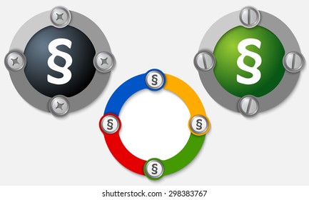 Set of three colored frames and paragraph