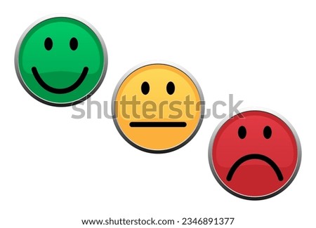 Set of three colored smiley icon vector isolated on a white background Foto d'archivio © 