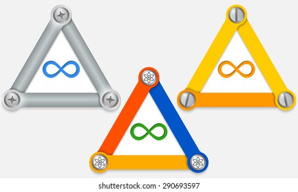 Set of three colored triangles and infinity