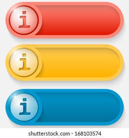 set of three colored vector abstract button with info icon