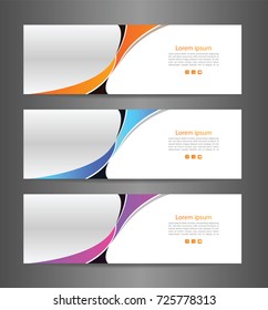 Set three colorful abstract modern banner texture. Vector banner background for web banner design