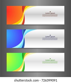 Set three colorful abstract modern banner texture. Vector banner background for web banner design.Vector illustration