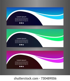 Set three colorful abstract modern banner texture. Vector banner background for web banner design.Vector illustration