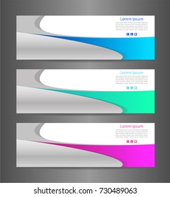 Set three colorful abstract modern banner texture. Vector banner background for web banner design.Vector illustration