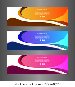 Set three colorful abstract modern banner texture. Vector banner background for web banner design