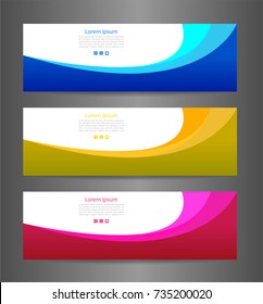 Set three colorful abstract modern banner texture. Vector banner background for web banner design