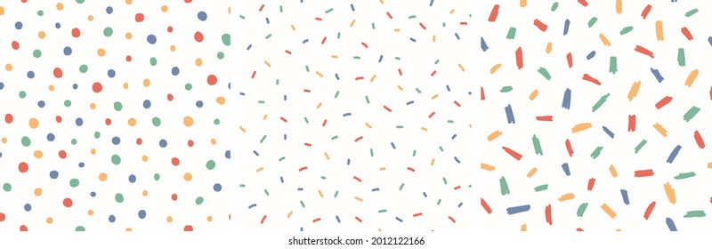 Conjunto de tres colores Resumen de patrón sin soldadura. Formas dibujadas a mano. Perfecto para textiles, fondo, fondo de escritorio, estacionario 