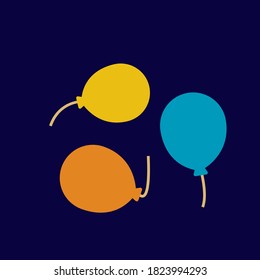 set of three colorful balloons yellow orange blue