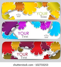 Conjunto de tres banners coloridos. Diseñado con el mismo estilo