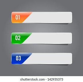 Set of three colorful glossy vector step banners