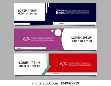 Set of three Colorful and Modern Vector design Banner background. New Concept