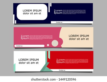 Set of three Colorful and Modern Vector design Banner background. New Concept