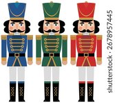 Set of a three colorful nutcrackers toy soldiers