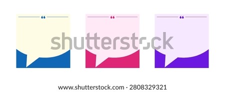 Set of three colorful testimonial frames for social media content. Elegant layout for messages or inspirational quotes. Professional graphic design elements for marketing and digital storytelling.