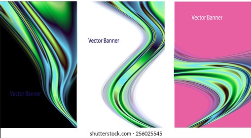 Set of three colorful vector banners volume for design