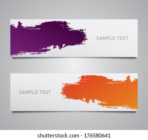 Set of three colorful vector paper banners