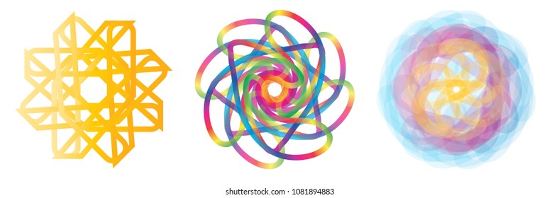 set of three colourful ornaments