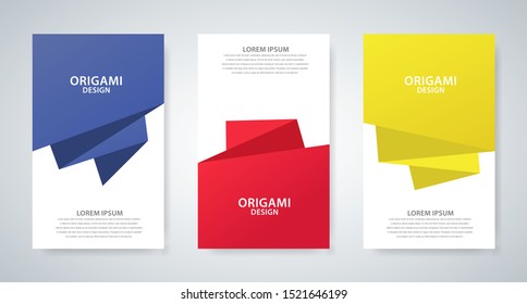 set of three cover designs with abstract origami style