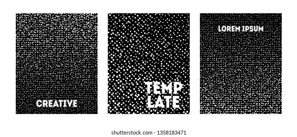 Set of three covers with black and white dots composition