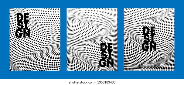 Set of three covers with black and white dots composition