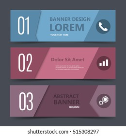 Set of three creative horizontal business banner templates for advertisements. Vector corporate identity template, modern design, background layout, eps10