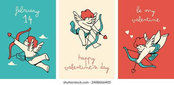 A set of three Cupid posters suitable for Valentine's Day	