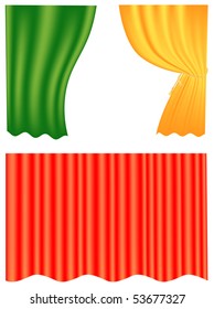 Set of three curtain patterns over white