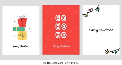 Set von drei süßen Karten Frohe Weihnachten