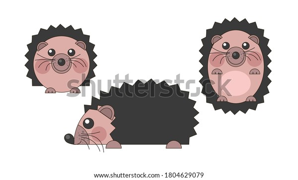 Set Three Cute Flat Hedgehogs Shape Stock Vector (Royalty Free ...