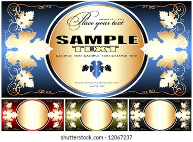 Set of Three Decorative Vector Templates of Vine Label