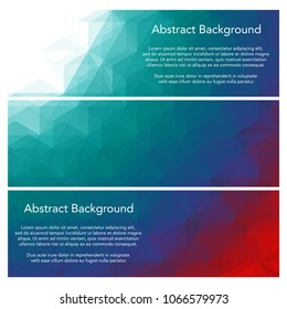 Set of three different banners with gradient triangles and sample text