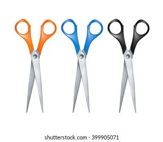 Set of three different color scissors eps10 vector illustration