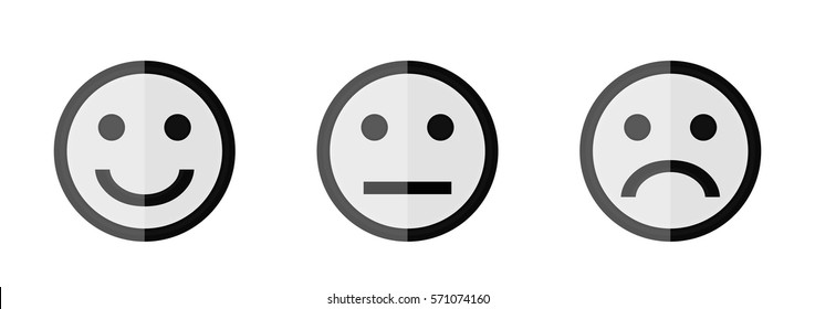 Set of three different emotions. Smiley.
