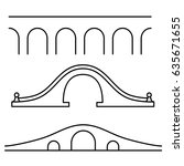Set of three different line art style bridges