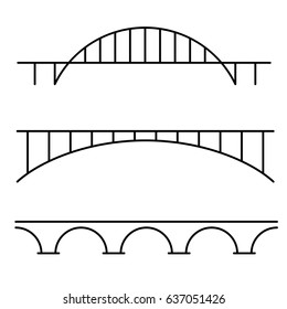 Set of three different line art style bridges